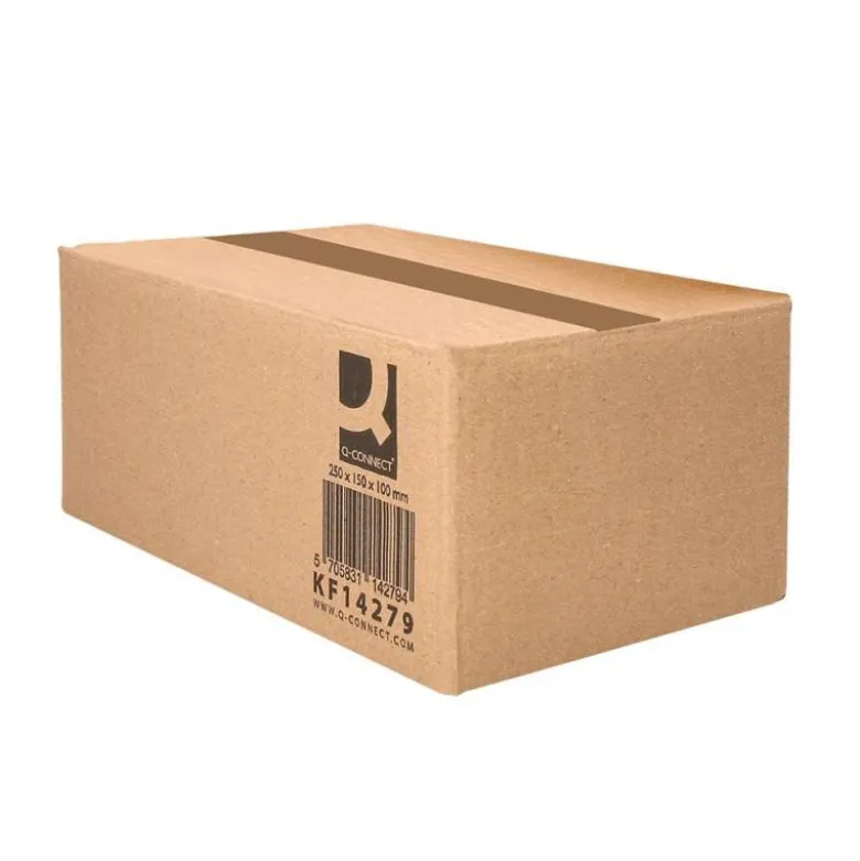 CAJA PARA EMBALAR Q-CONNECT AMERICANA CARTON RECICLADO CANAL SIMPLE 5 MM COLOR KRAFT 250X150X100 MM
