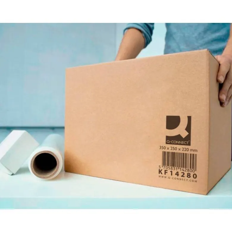 CAJA PARA EMBALAR Q-CONNECT AMERICANA CARTON RECICLADO CANAL SIMPLE 5 MM COLOR KRAFT 350X250X220 MM