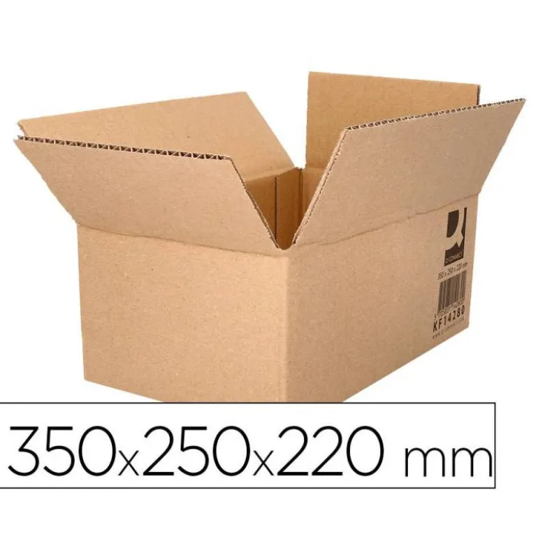 CAJA PARA EMBALAR Q-CONNECT AMERICANA CARTON RECICLADO CANAL SIMPLE 5 MM COLOR KRAFT 350X250X220 MM