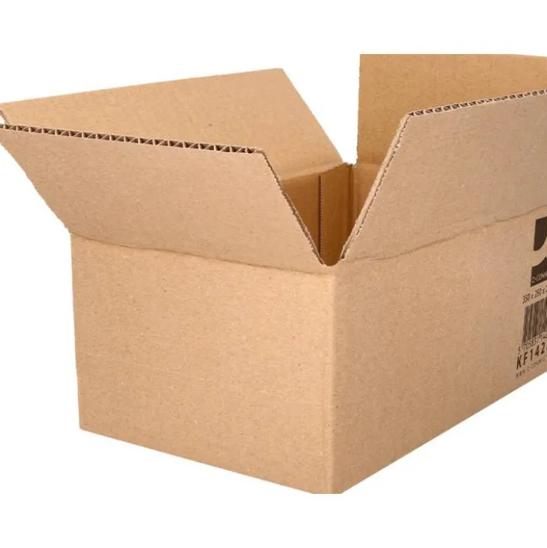 CAJA PARA EMBALAR Q-CONNECT AMERICANA CARTON RECICLADO CANAL SIMPLE 5 MM COLOR KRAFT 350X250X220 MM
