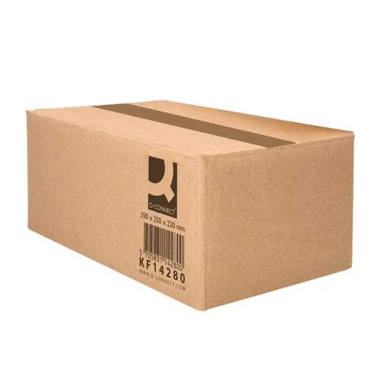 CAJA PARA EMBALAR Q-CONNECT AMERICANA CARTON RECICLADO CANAL SIMPLE 5 MM COLOR KRAFT 350X250X220 MM