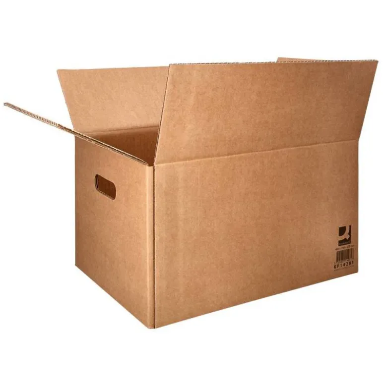 CAJA PARA EMBALAR Q-CONNECT AMERICANA CON ASAS CARTON RECICLADO CANAL SIMPLE 5 MM COLOR KRAFT 400X290X220 MM