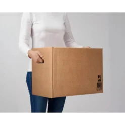 CAJA PARA EMBALAR Q-CONNECT AMERICANA CON ASAS CARTON RECICLADO CANAL SIMPLE 5 MM COLOR KRAFT 500X340X310 MM