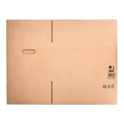 CAJA PARA EMBALAR Q-CONNECT AMERICANA CON ASAS CARTON RECICLADO CANAL SIMPLE 5 MM COLOR KRAFT 500X340X310 MM