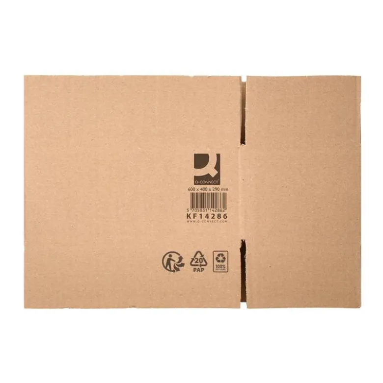 CAJA PARA EMBALAR Q-CONNECT AMERICANA ULTRARRESISTENTE CARTON RECICLADO CANAL DOBLE 7MM COLOR KRAFT 600X400X290 MM
