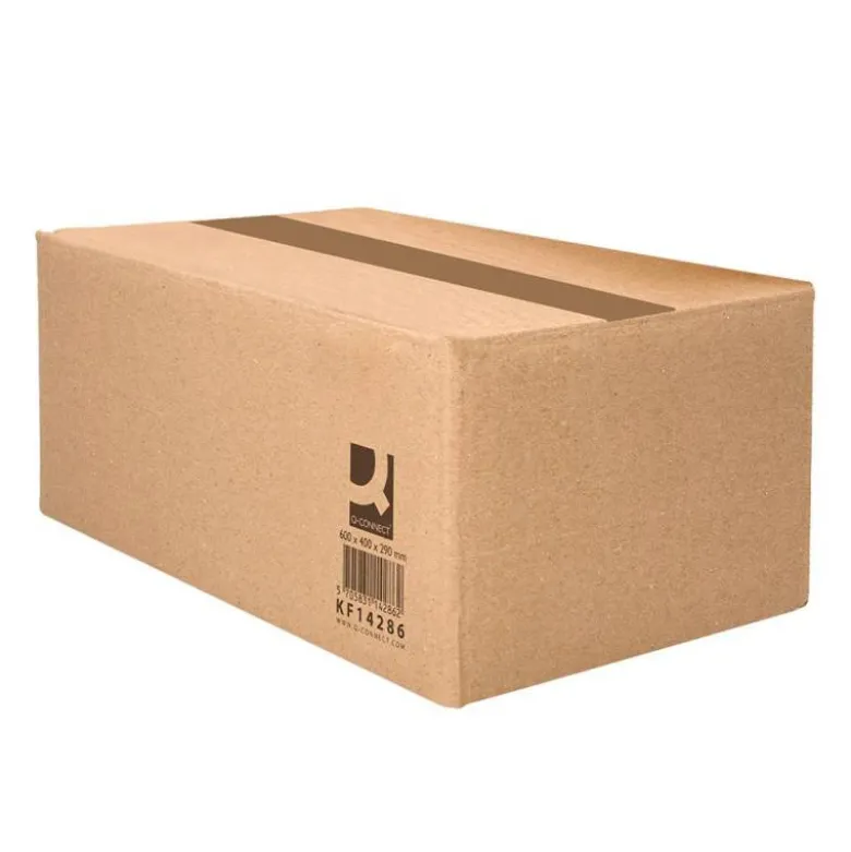 CAJA PARA EMBALAR Q-CONNECT AMERICANA ULTRARRESISTENTE CARTON RECICLADO CANAL DOBLE 7MM COLOR KRAFT 600X400X290 MM