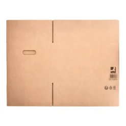 CAJA PARA EMBALAR Q-CONNECT AMERICANA CON FONDO AUTOMATICOY ASAS CARTON CANAL SIMPLE 5 MM COLOR KRAFT 425X300X200 MM