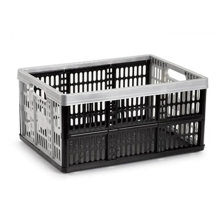 CAJA PLEGABLE PLASTICFORTE 32 LITROS PLASTICO COLOR PLATA 480X350X230 MM