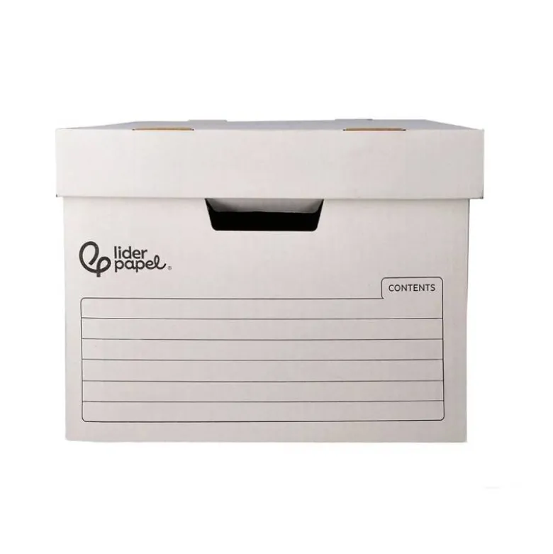 CAJON CONTENEDOR LIDERPAPEL CARTON AUTOMATICO PARA 3 CAJASARCHIVO DEF. FOLIO / 4 ARCHIVADORES A-Z 387X333X260MM