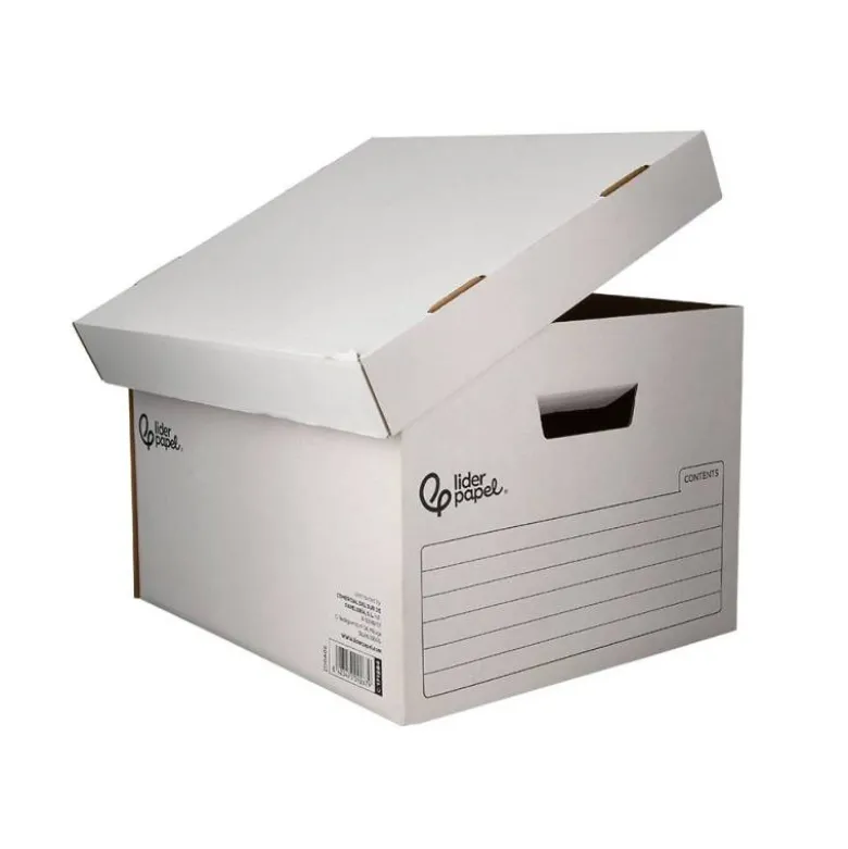 CAJON CONTENEDOR LIDERPAPEL CARTON AUTOMATICO PARA 3 CAJASARCHIVO DEF. FOLIO / 4 ARCHIVADORES A-Z 387X333X260MM