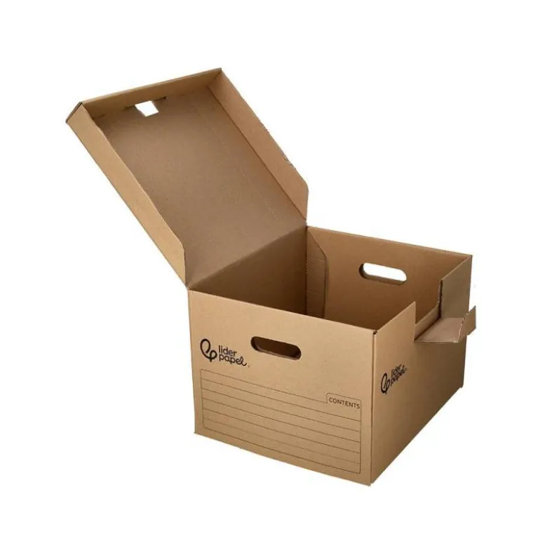 CAJON CONTENEDOR LIDERPAPEL CARTON MANUAL PARA 5 CAJAS ARCHIVO DEF. FOLIO / 6 ARCHIVADORES A-Z 540X410X300MM