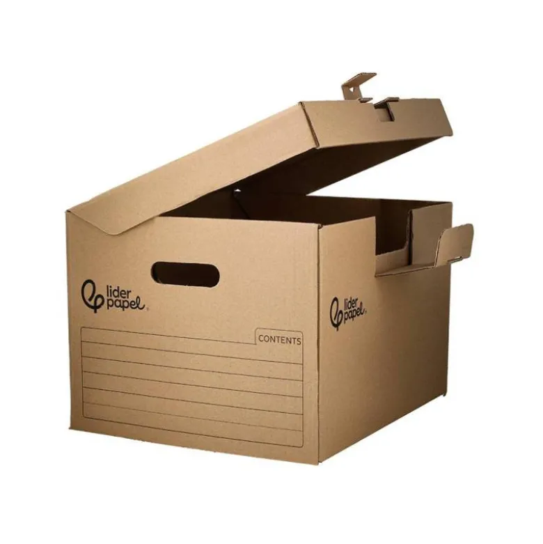 CAJON CONTENEDOR LIDERPAPEL CARTON MANUAL PARA 5 CAJAS ARCHIVO DEF. FOLIO / 6 ARCHIVADORES A-Z 540X410X300MM