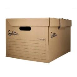 CAJON CONTENEDOR LIDERPAPEL CARTON MANUAL PARA 3 CAJAS ARCHIVO DEF. FOLIO / 3 ARCHIVADORES A-Z 387X333X260MM
