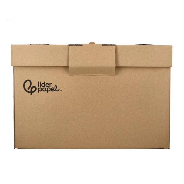 CAJON CONTENEDOR LIDERPAPEL CARTON MANUAL PARA 3 CAJAS ARCHIVO DEF. FOLIO / 3 ARCHIVADORES A-Z 387X333X260MM