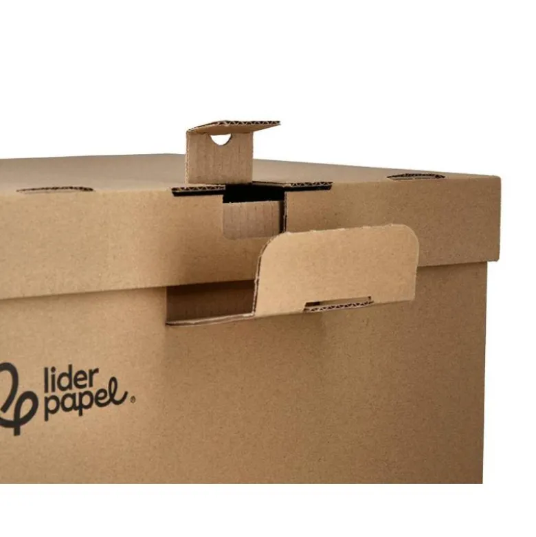 CAJON CONTENEDOR LIDERPAPEL CARTON MANUAL PARA 3 CAJAS ARCHIVO DEF. FOLIO / 3 ARCHIVADORES A-Z 387X333X260MM