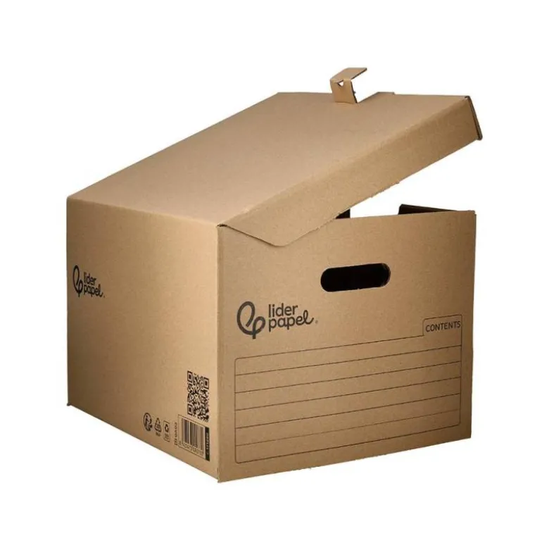 CAJON CONTENEDOR LIDERPAPEL CARTON MANUAL PARA 3 CAJAS ARCHIVO DEF. FOLIO / 3 ARCHIVADORES A-Z 387X333X260MM