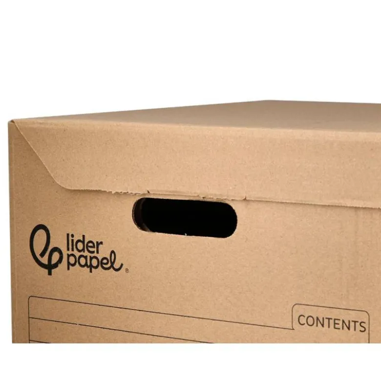 CAJON CONTENEDOR LIDERPAPEL CARTON MANUAL PARA 3 CAJAS ARCHIVO DEF. FOLIO / 3 ARCHIVADORES A-Z 387X333X260MM