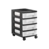 CAJONERA ARCHIVO 2000 4 CAJONES TRANSPARENTE CARCASA NEGRA 6 LITROS CON RUEDAS 390X290X480 MM