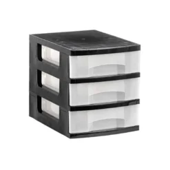 CAJONERA ARCHIVO 2000 6 CAJONES TRANSPARENTE CARCASA NEGRA 6 LITROS CON RUEDAS 390X290X685 MM