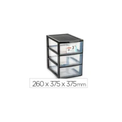 CAJONERA PLASTIFORTE EBRO 3 CAJONES COLOR NEGRO 260X375X375 MM