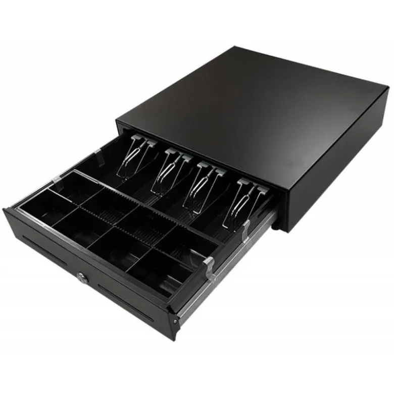 Cajon portamonedas 8 monederos 4 billeteros apertura electrica negro 330x335x105 mm.