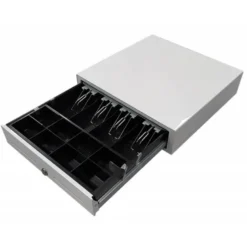 Cajon portamonedas 8 monederos 4 billeteros con llave manual blanco 410x415x110 mm