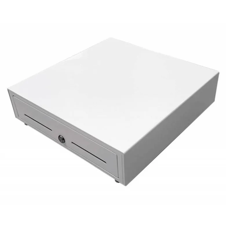Cajon portamonedas 8 monederos 4 billeteros con llave manual blanco 410x415x110 mm