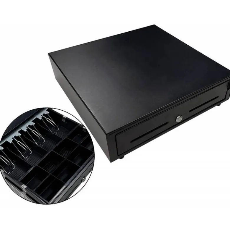 CAJON PORTAMONEDAS SEYPOS ELECTRICO METALICO 8 MONEDEROS 5 BILLETEROS RANURA FRONTAL CERRADURA CON LLAVE