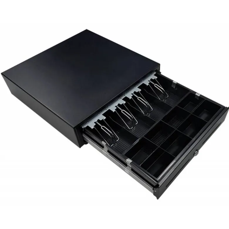 CAJON PORTAMONEDAS SEYPOS ELECTRICO METALICO 8 MONEDEROS 5 BILLETEROS RANURA FRONTAL CERRADURA CON LLAVE