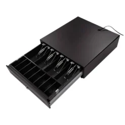 CAJON PORTAMONEDAS SEYPOS ELECTRICO METALICO 8 MONEDEROS 4 BILLETEROS RANURA FRONTAL CERRADURA CON LLAVE