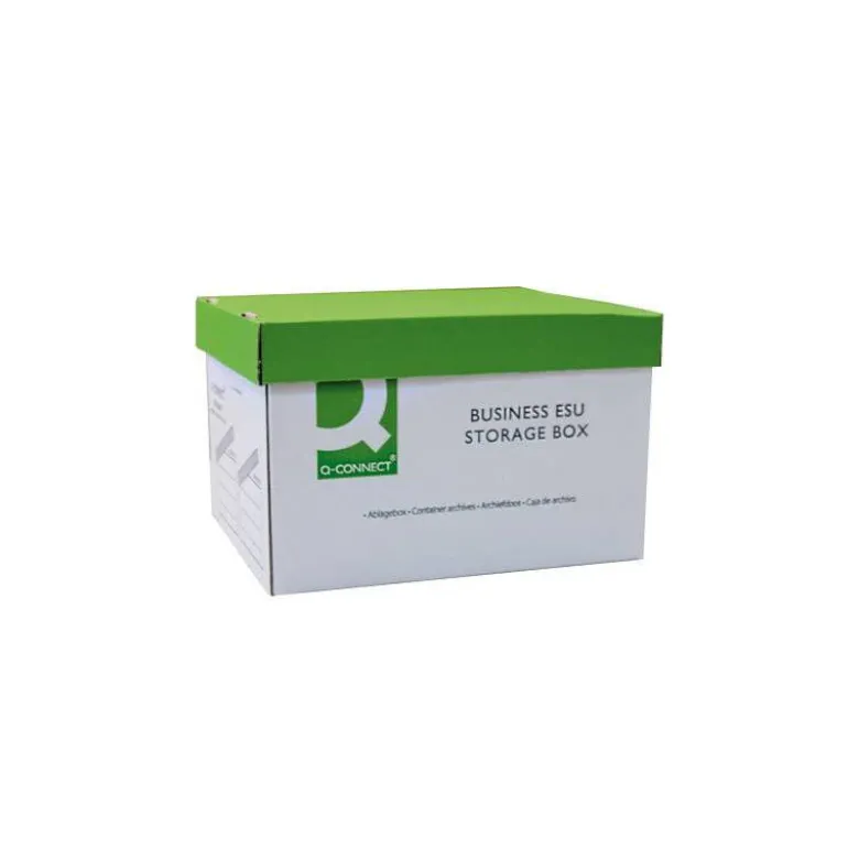 Cajon q-connect carton para 3 cajas archivo definitivo a4 lomo 100 mm montaje automaticomedidas interior 327x387x250mm