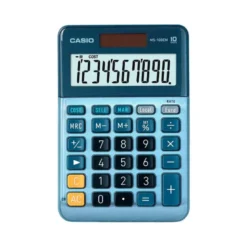 CALCULADORA CASIO MS-100EM SOBREMESA 10 DIGITOS TX +/- TECLA DOBLE CERO COLOR AZUL