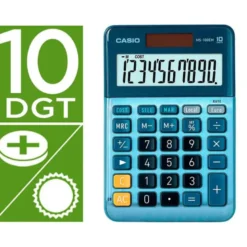 CALCULADORA CASIO MS-100EM SOBREMESA 10 DIGITOS TX +/- TECLA DOBLE CERO COLOR AZUL