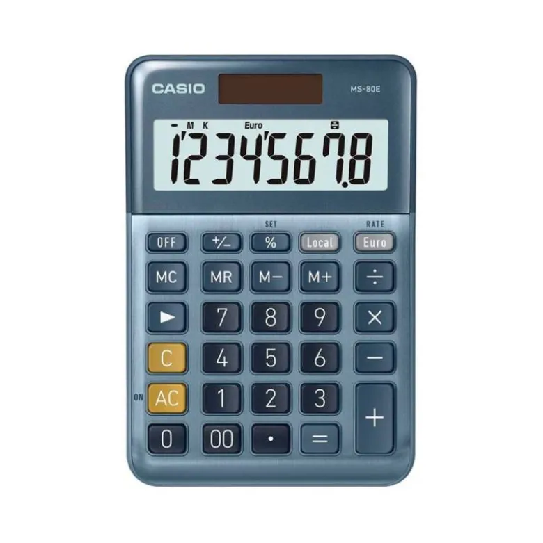 CALCULADORA CASIO MS-80E SOBREMESA 8 DIGITOS TX +/- TECLA DOBLE CERO COLOR AZUL