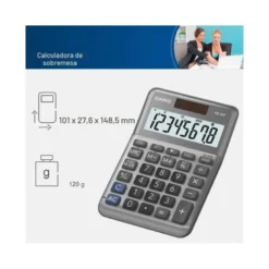 CALCULADORA CASIO MS-80F SOBREMESA 8 DIGITOS TAX +/- COLOR PLATA