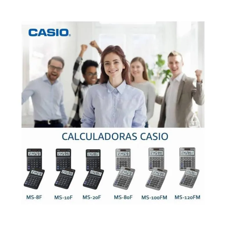 CALCULADORA CASIO MS-80F SOBREMESA 8 DIGITOS TAX +/- COLOR PLATA