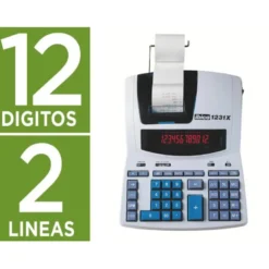CALCULADORA IBICO 1231X IMPRESORA PANTALLA LCD PAPEL 57 MM 12 DIGITOS 2 COLORES IMPRESION BICOLOR