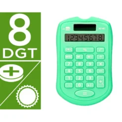 CALCULADORA LIDERPAPEL BOLSILLO XF42 8 DIGITOS SOLAR Y PILAS COLOR VERDE 94X59,5X10,5MM