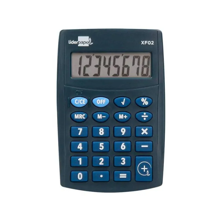 CALCULADORA LIDERPAPEL BOLSILLO XF02 8 DIGITOS PILAS COLOR AZUL 99X64X9 MM