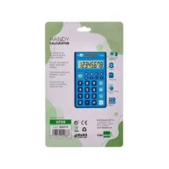 CALCULADORA LIDERPAPEL BOLSILLO XF09 8 DIGITOS SOLAR Y PILAS COLOR AZUL 115X65X8 MM