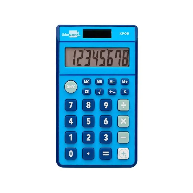 CALCULADORA LIDERPAPEL BOLSILLO XF09 8 DIGITOS SOLAR Y PILAS COLOR AZUL 115X65X8 MM