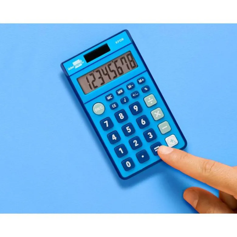CALCULADORA LIDERPAPEL BOLSILLO XF09 8 DIGITOS SOLAR Y PILAS COLOR AZUL 115X65X8 MM