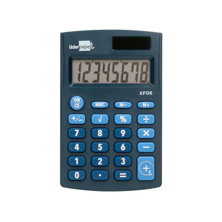 CALCULADORA LIDERPAPEL BOLSILLO XF06 8 DIGITOS SOLAR Y PILAS COLOR AZUL 98X62X8 MM