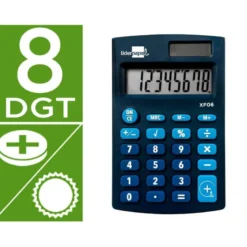 CALCULADORA LIDERPAPEL BOLSILLO XF06 8 DIGITOS SOLAR Y PILAS COLOR AZUL 98X62X8 MM