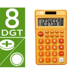 CALCULADORA LIDERPAPEL BOLSILLO XF10 8 DIGITOS SOLAR Y PILAS COLOR NARANJA 115X65X8 MM