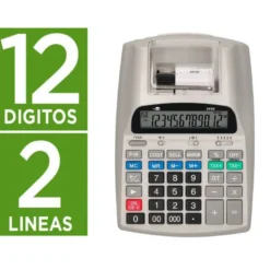 CALCULADORA LIDERPAPEL IMPRESORA PANTALLA PAPEL 58 MM 12 DIGITOS IMPRESION BICOLOR BLANCA 225X158X56 MM