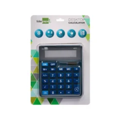 CALCULADORA LIDERPAPEL SOBREMESA XF17 8 DIGITOS SOLAR Y PILAS COLOR AZUL 127X105X24 MM