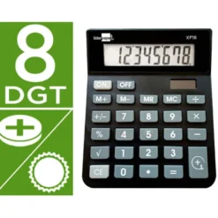 CALCULADORA LIDERPAPEL SOBREMESA XF16 8 DIGITOS SOLAR Y PILAS COLOR NEGRO 127X105X24 MM