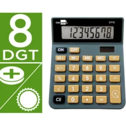 CALCULADORA LIDERPAPEL SOBREMESA XF18 8 DIGITOS SOLAR Y PILAS COLOR GRIS 127X105X24 MM