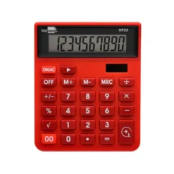 CALCULADORA LIDERPAPEL SOBREMESA XF22 10 DIGITOS SOLAR Y PILAS COLOR ROJO 127X105X24 MM
